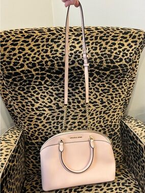 Michael Kors Blush Pink Dome Satchel with Chain-Accent Strap